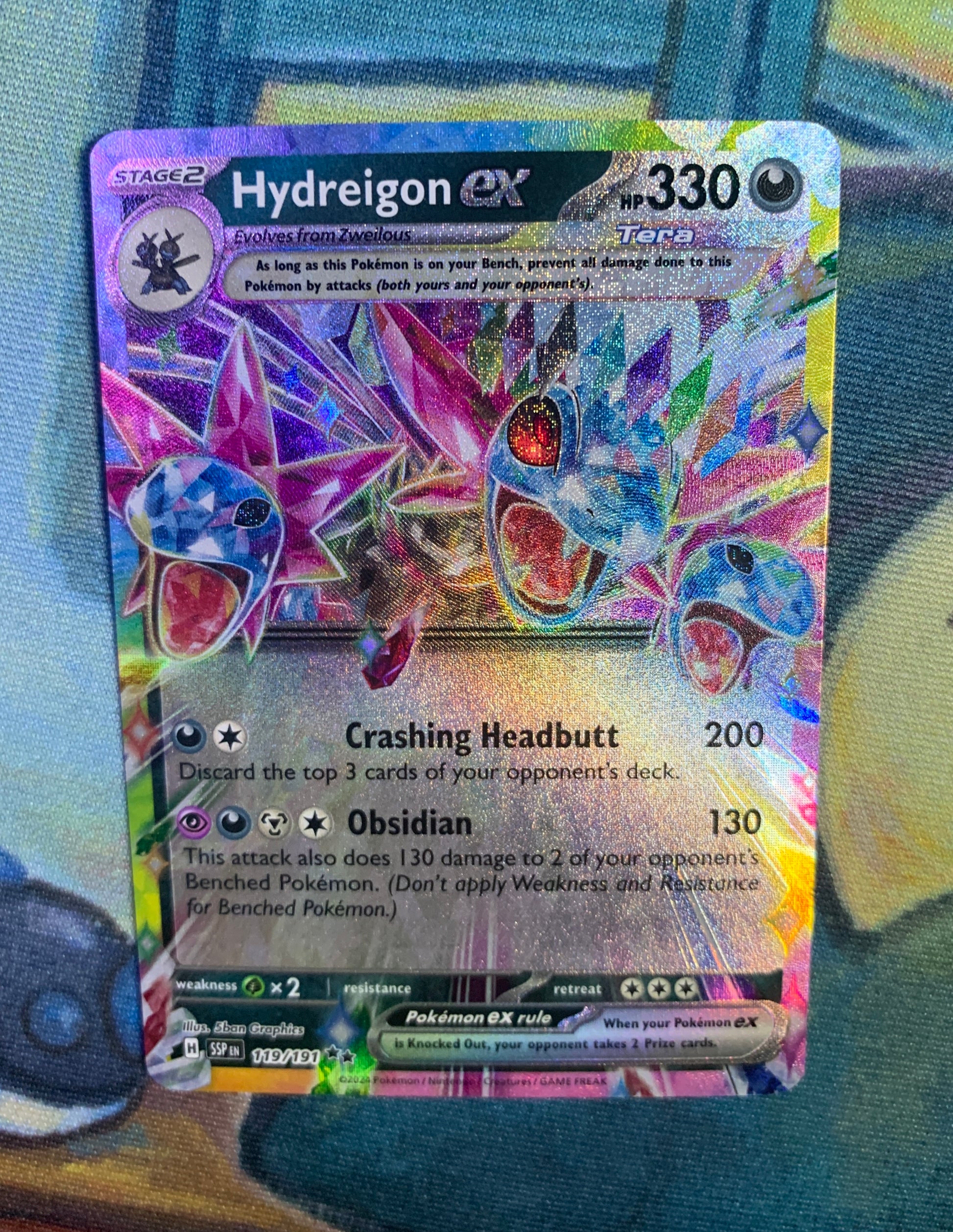 119 191 pokemon card Hydreigon ex - 119/191 - Surging Sparks - Double Rare Tera Pokmon Card